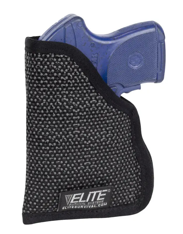 Black clipless IWB holster featuring Elite logo and blue Sig Sauer handgun