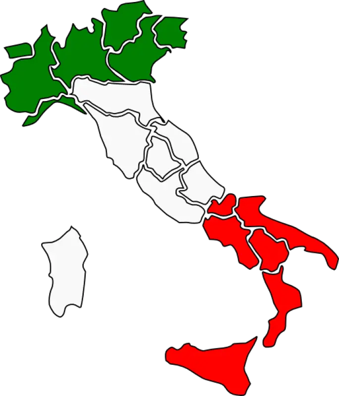 Map of Italy colored with the Italian flag for Italian Blend Dark Roast Coffee packaging