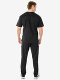 Back view of Men’s Five-Pocket Scrub Top in black medical scrubs uniform