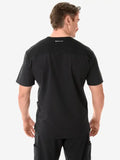 Back view of Men’s Five-Pocket Scrub Top in black short sleeves