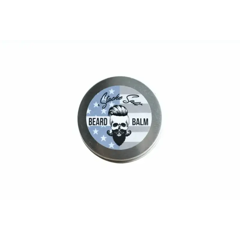 Metal tin of Ol’ Fashion Beard Balm featuring a skull logo design for man mane care