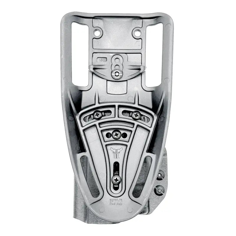 Metallic gray Sig Sauer P365-FUSE holster mount with adjustment points for weapon-mounted light