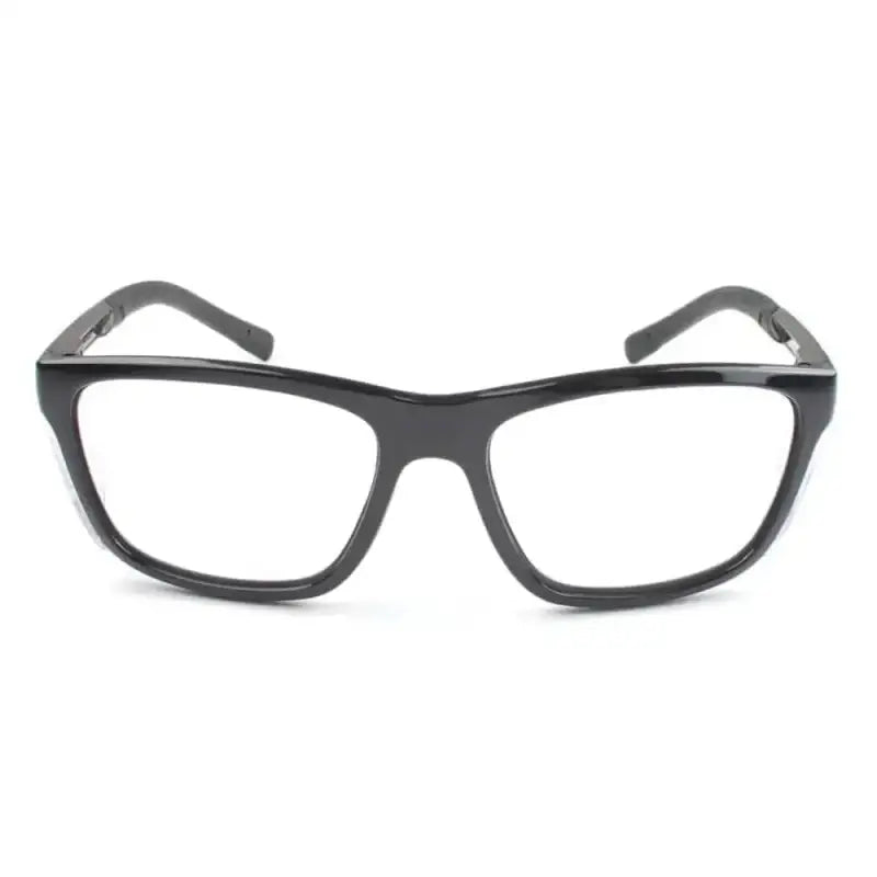 Black-framed METEL M40 Safety Glasses with clear polycarbonate lenses and side shields
