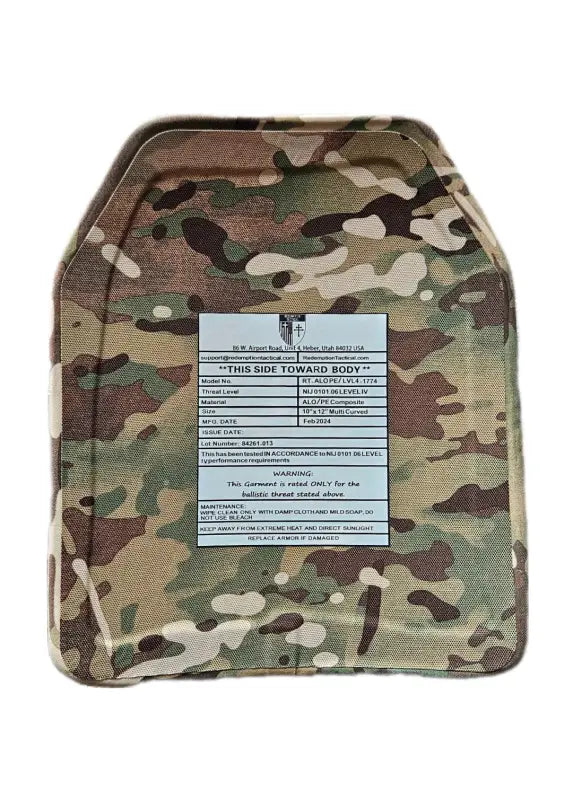 Multicam camouflage ballistic plates for body armor in the Archangel 2.0 FULL KIT Level IIIA