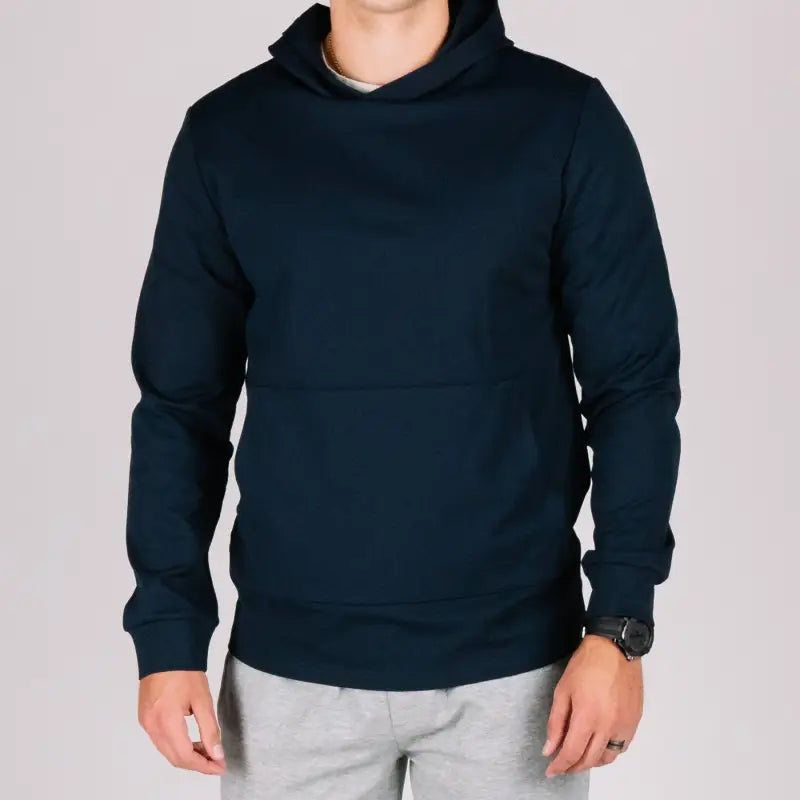 Navy blue Durable Concealment Hoodie with hand pocket and smooth draws for casual wear