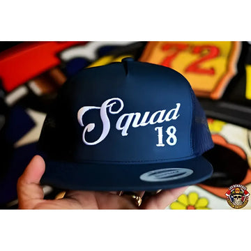 Navy blue custom-YP classic snapback hat with exquisite embroidery of Squad 18