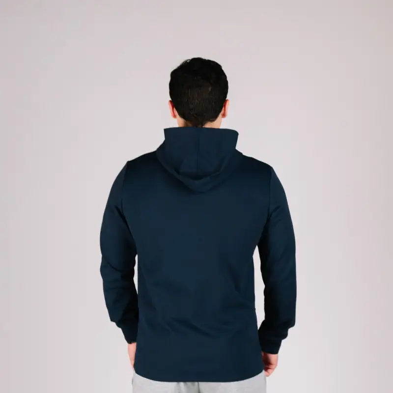 Durable navy hooded sweatshirt with hand pocket and smooth drawstrings in the Durable Concealment Hoodie