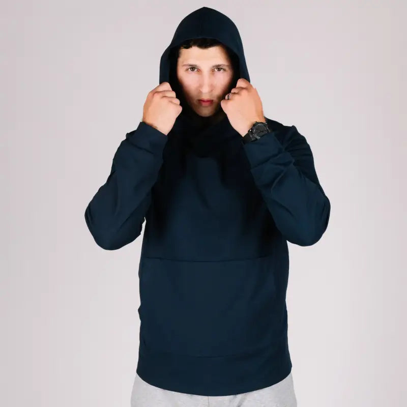 Navy Durable Concealment Hoodie with Hand Pocket and Smooth Draws