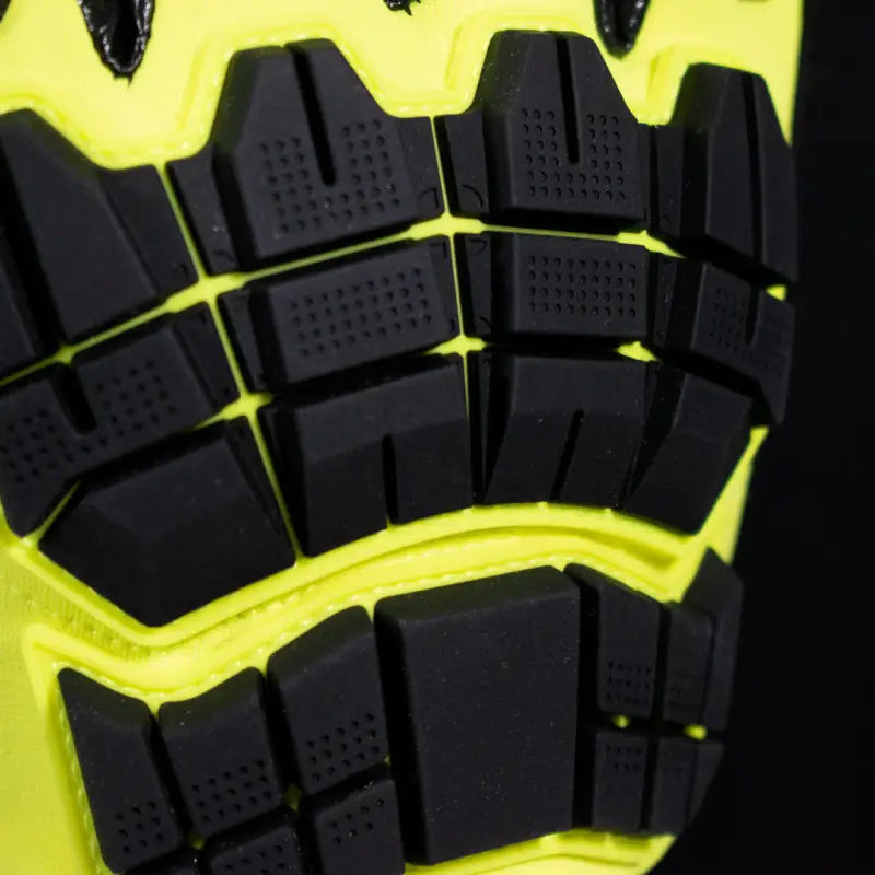 Neon yellow and black shoe sole on MFA15B Extrication Glove with Bloodborne Pathogen Barrier