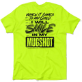 Neon yellow t-shirt showcasing the Mugshot Safety Yellow T-Shirt design