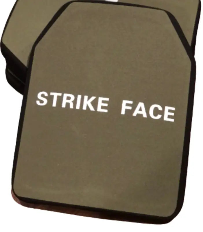 Olive drab ballistic plate with STRIKE FACE for body armor and redemption tactical Level IIIA protection