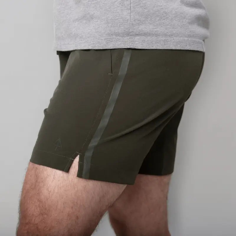 Olive green Carrier Training Shorts Mk.II with 5-inch inseam for concealed carry and training