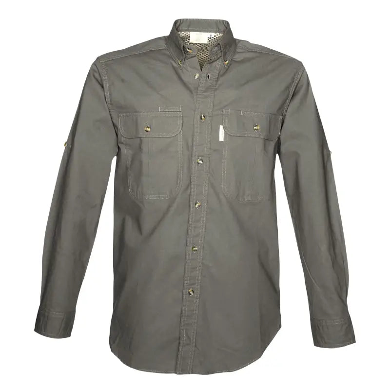 Olive green Adventure Safari Shirt for Men with long sleeves and chest pockets