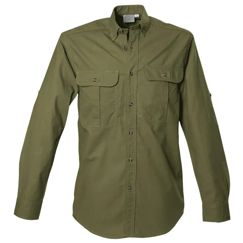 Olive green Safari Shirt for Men with two chest pockets for carrying essential outdoor gear