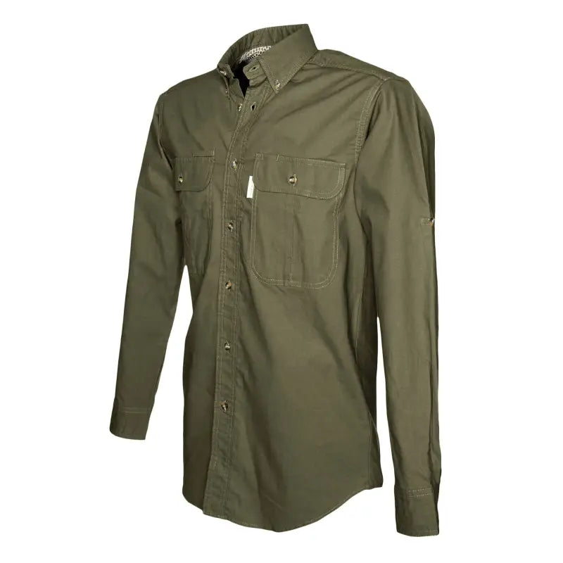 Olive green Adventure Safari Shirt for men with chest pockets and long sleeves