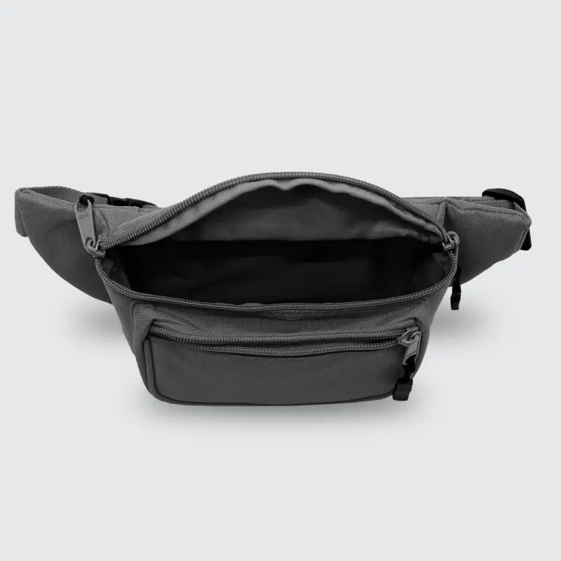 Open gray fanny pack waist pouch for first responders and firefighters emergency use