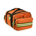 Orange EMS trauma bag with reflective stripes and black straps for professional essentials
