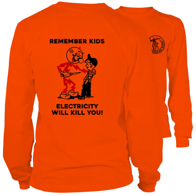 Orange long-sleeved hi-vis T-shirt from Remember Kids Long Sleeve Hi-Vis T-Shirt