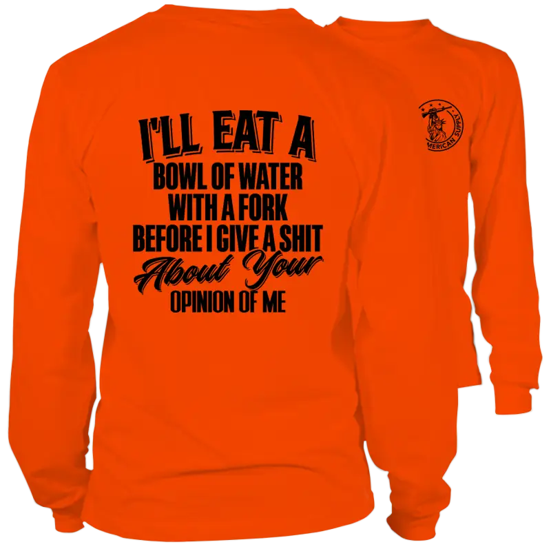 Orange long-sleeved shirt with safety yellow hi-vis text for sleeve safety and visibility
