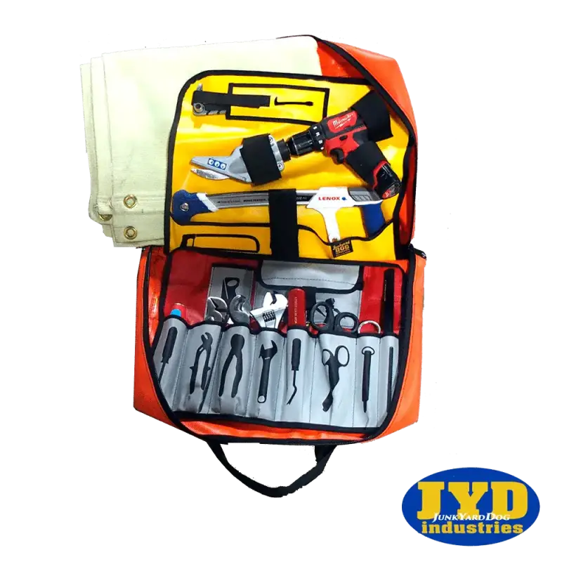 Orange crash bag kit with various tools for the M18V Brushless Crash Bag Kit ElitePlus+