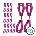 Pink adjustable glove clips for secure use with the glove clip safety holder