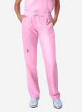 Pink Women’s Simple Scrub Pants with elastic waistband and pockets for comfort and functionality