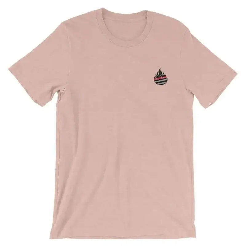 Pink Signature Logo Small T-shirt with flame logo, available in Heather Prism Peach