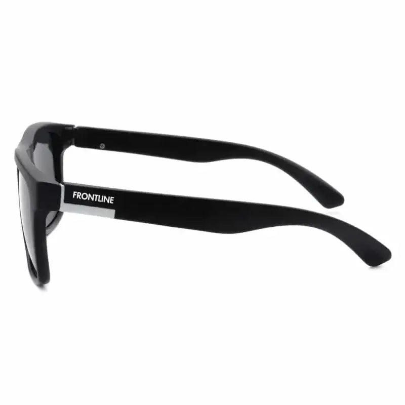 Black-framed Pomona sunglasses featuring Frontline branding for first responders