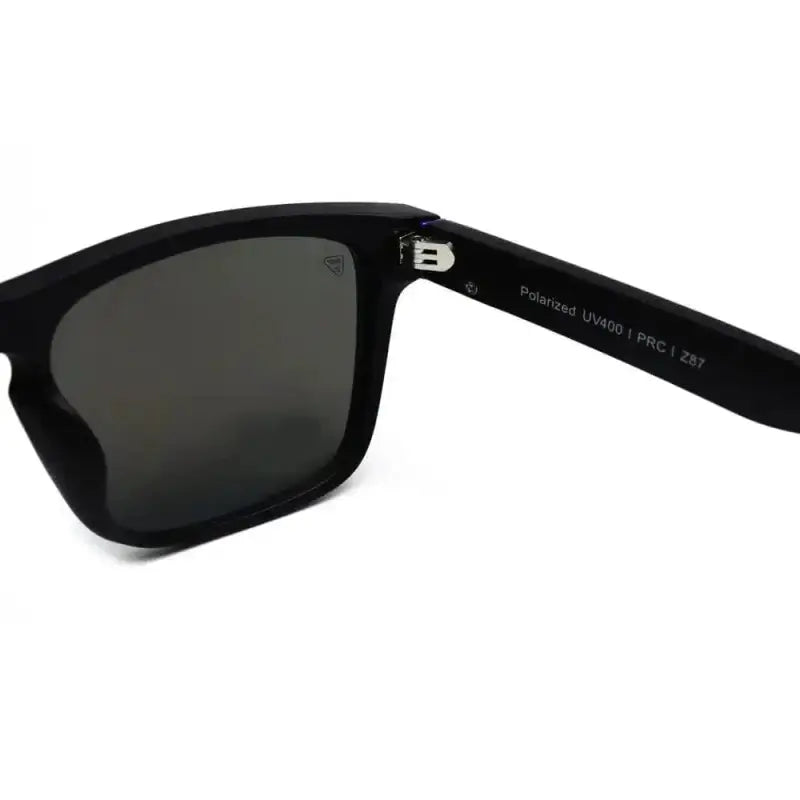 Black Wayfarer-style sunglasses with dark lenses from Pomona Guardian for first responders