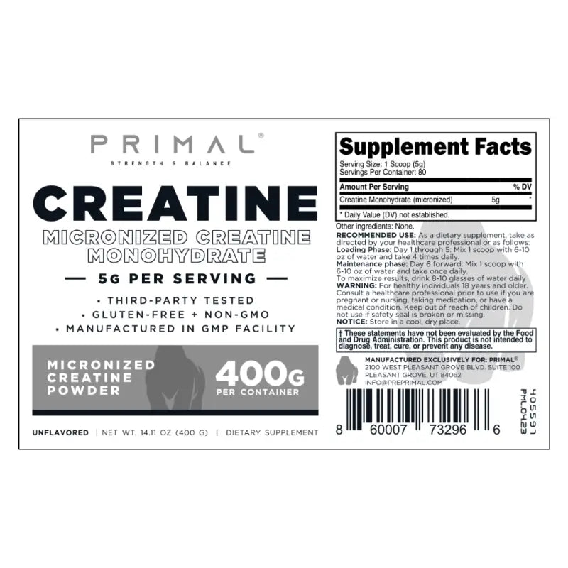 Primal Strength Creatine supplement for athletes including firefighters and police officers