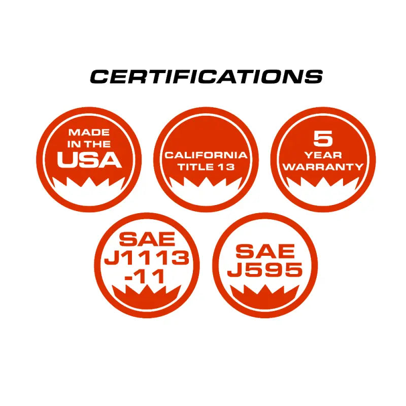 Product certifications for Feniex T3 LED, LED warning lights, and LED grille lights