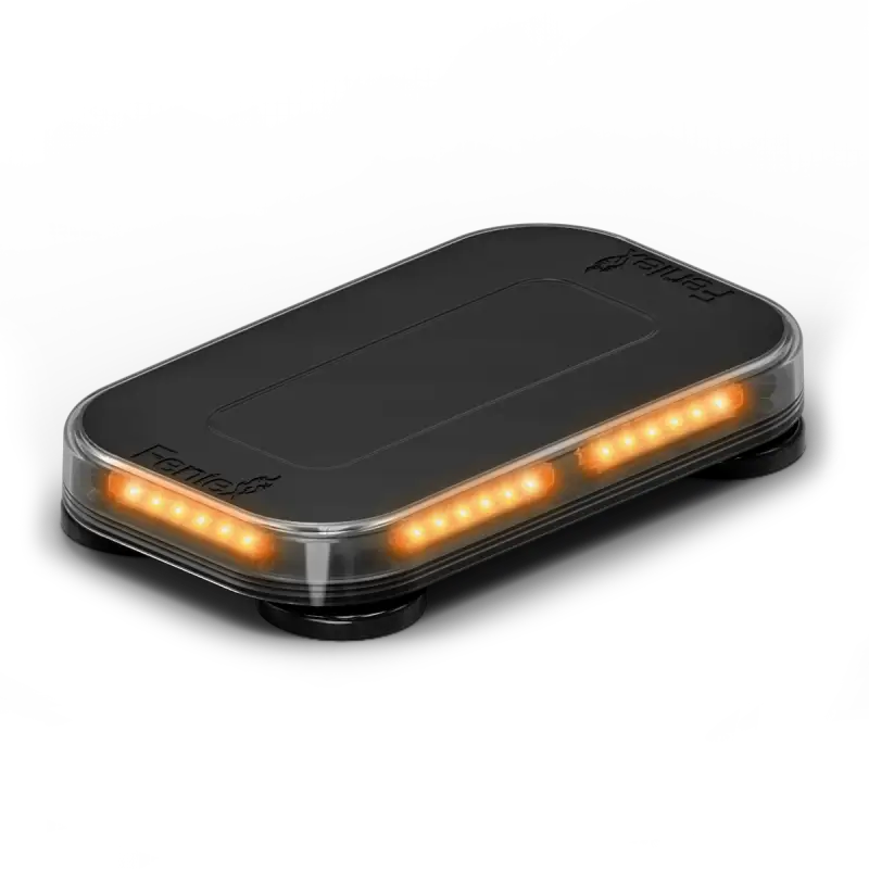 Rectangular black and clear emergency light bar for first responders, firefighters, police