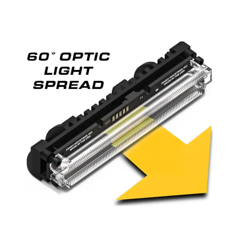 Rectangular black and clear mini light bar with yellow arrow for Feniex Quantum 2.0 18’’ Mini Light Bar