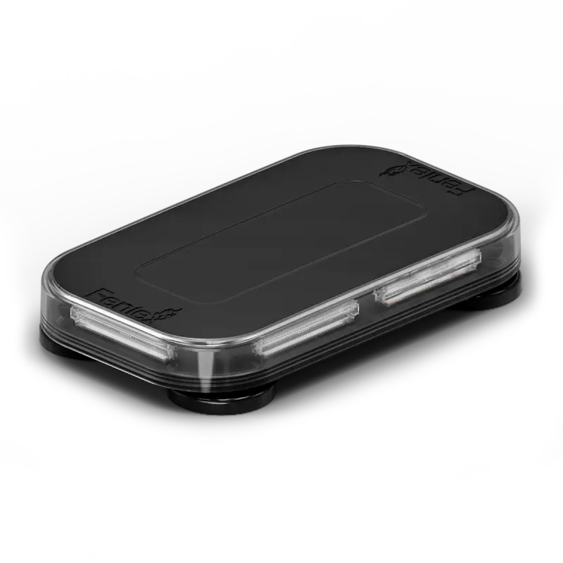 Rectangular black emergency light bar for first responders, firefighters, and police vehicles