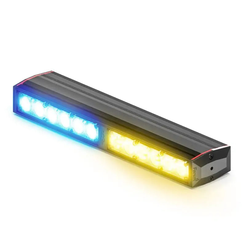 Rectangular LED stick light with blue and yellow sections for Feniex Fusion-S first responders