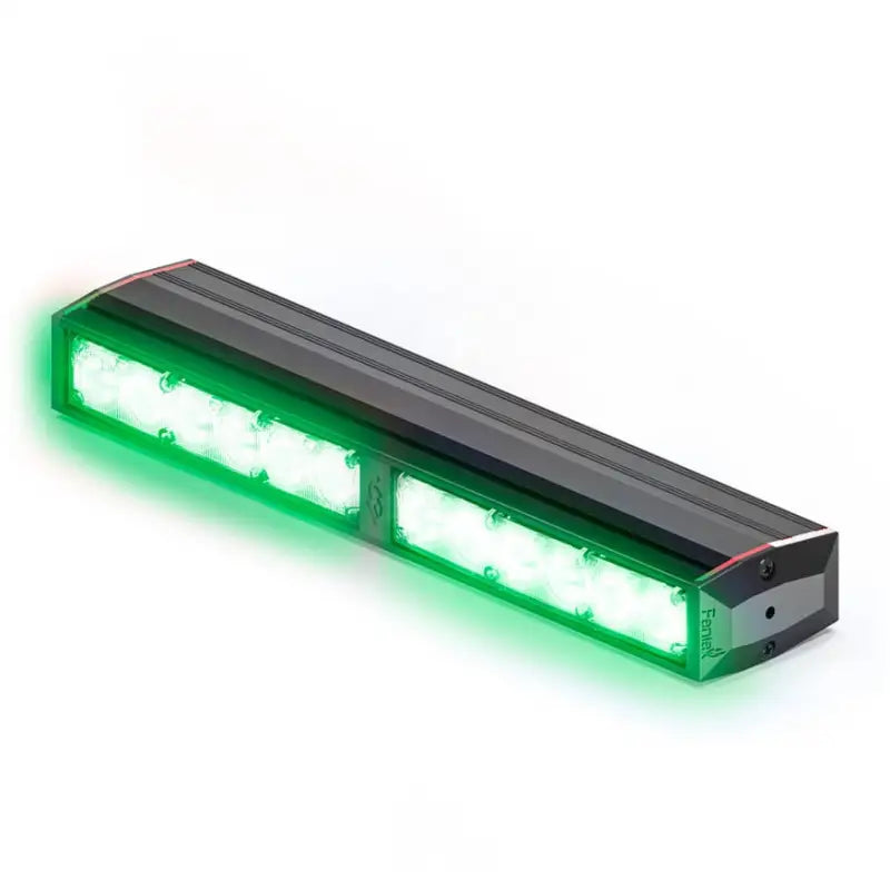 Rectangular Feniex Fusion-S 200 Stick Light with green illumination for first responders