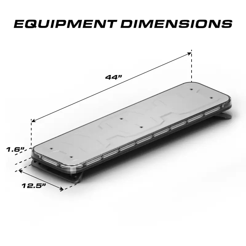 Rectangular Feniex Quantum 2.0 44 GPL Light Bar with dimensions for gpl light bar