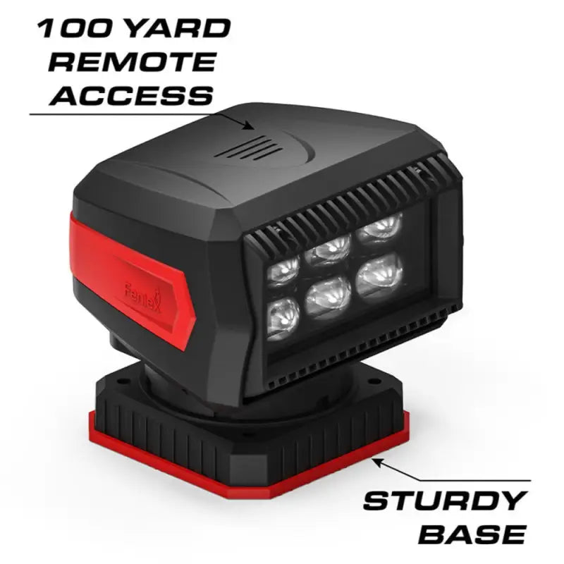 Red and black LED spotlight of Feniex Remote Spot Light, a high-quality remote spot light