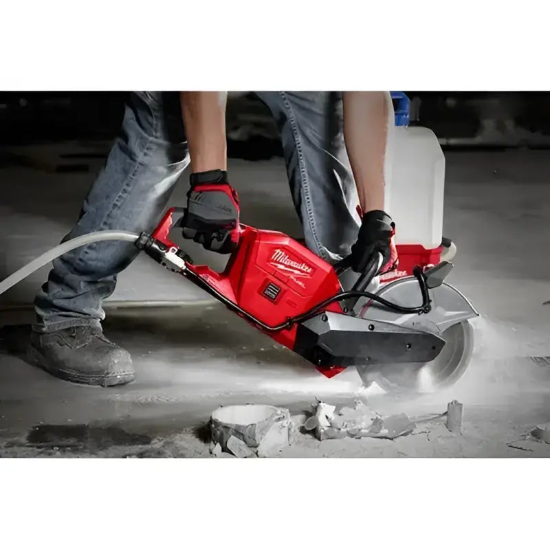 Red concrete saw with water tank Milwaukee M18 FUEL™ bare tool ONE-KEY™ for cutting