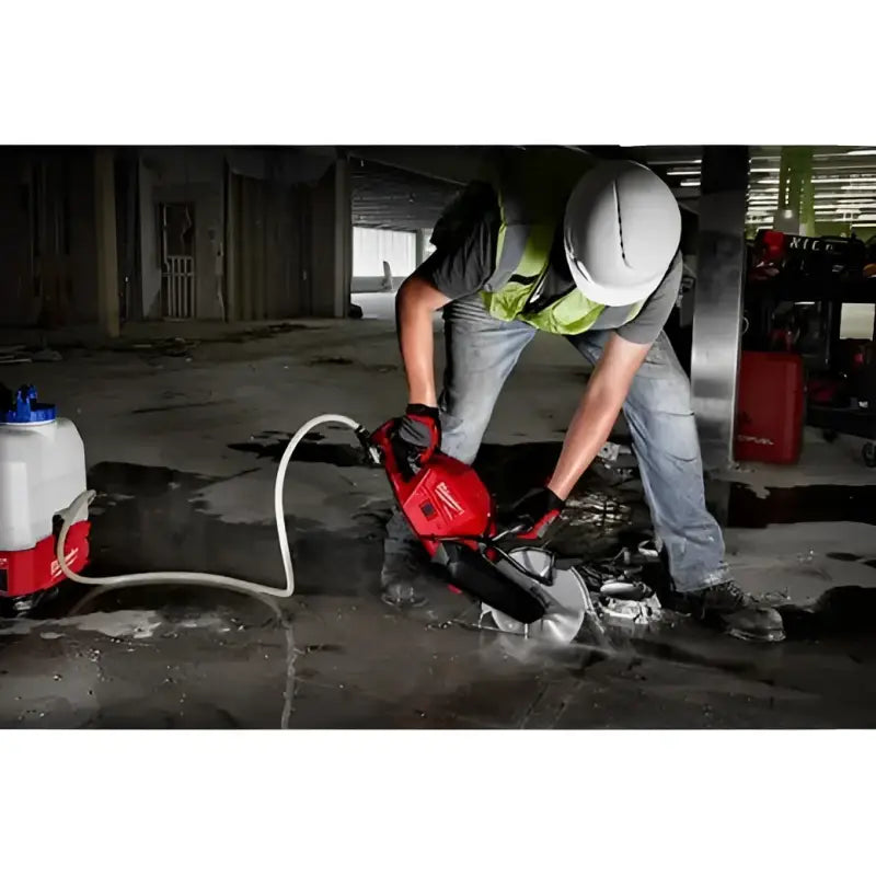 Red Milwaukee M18 Fuel™ 9-inch cut-off saw with water tank and ONE-KEY™ bare tool