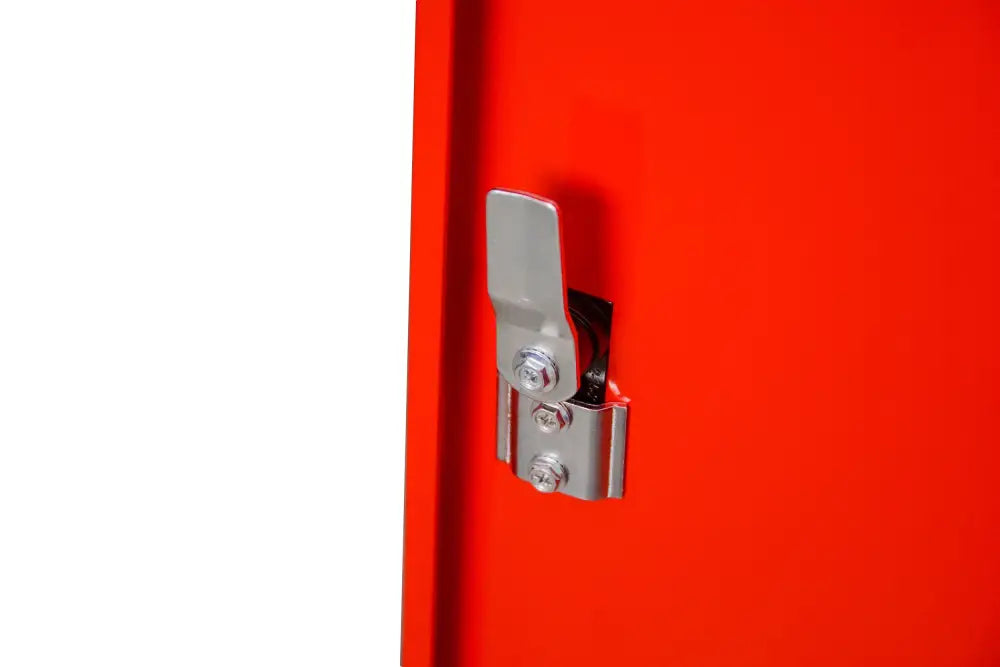 Red metal cabinet latch on Line2design evacuation stair chair metal wall storage cabinet