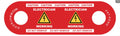 Red safety tag cautioning Electrician Working for ELECTRICIAN DoorJamm product