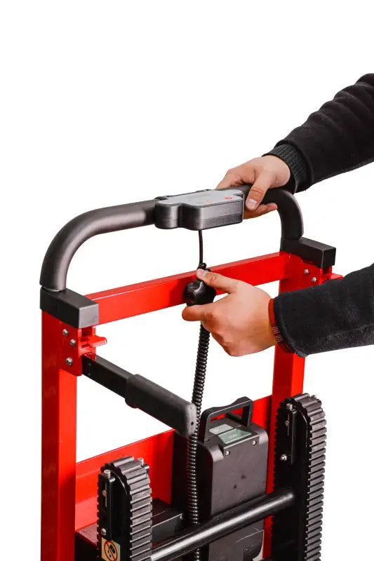 Red stair climbing hand truck dolly for Easy Transport | LINE2design-USA Electric Stair Climbing Hand Truck
