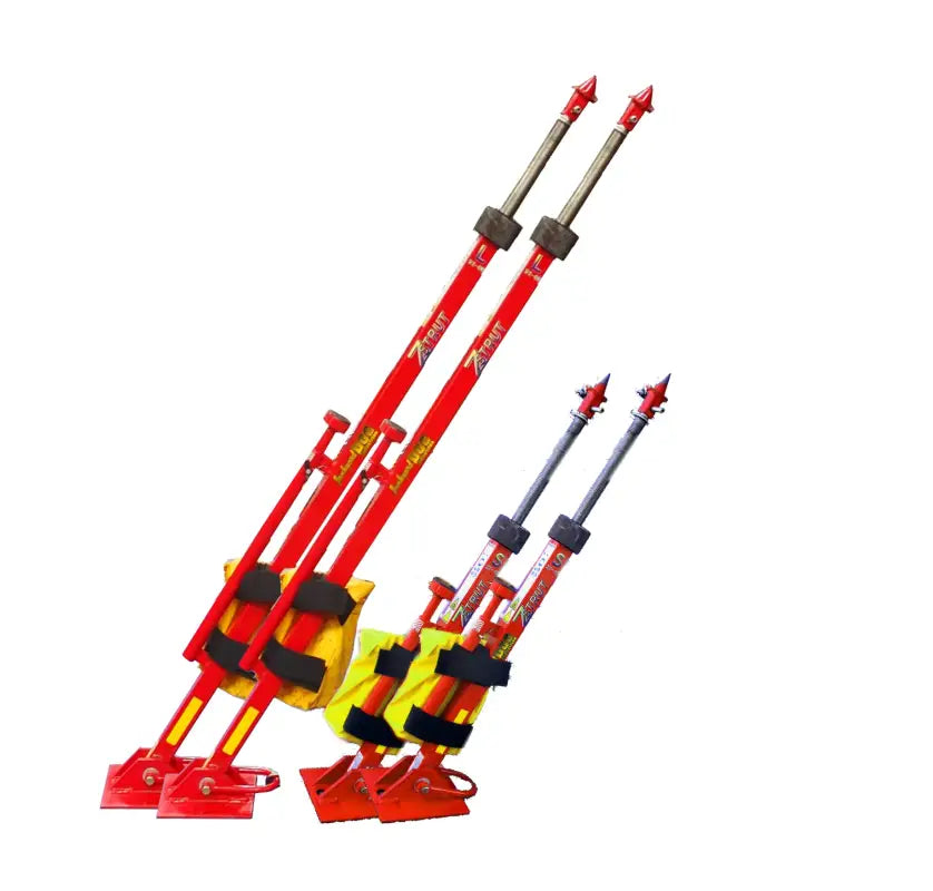 Red and yellow ZSTRUT rescue strut system with includes x2 small rescue struts for vehicle stabilization