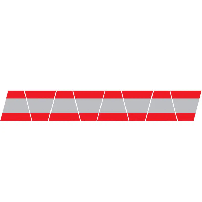 Reflective red and silver striped warning tape on RED/GREY TRIPLE STRIPE REFLECTIVE HELMET