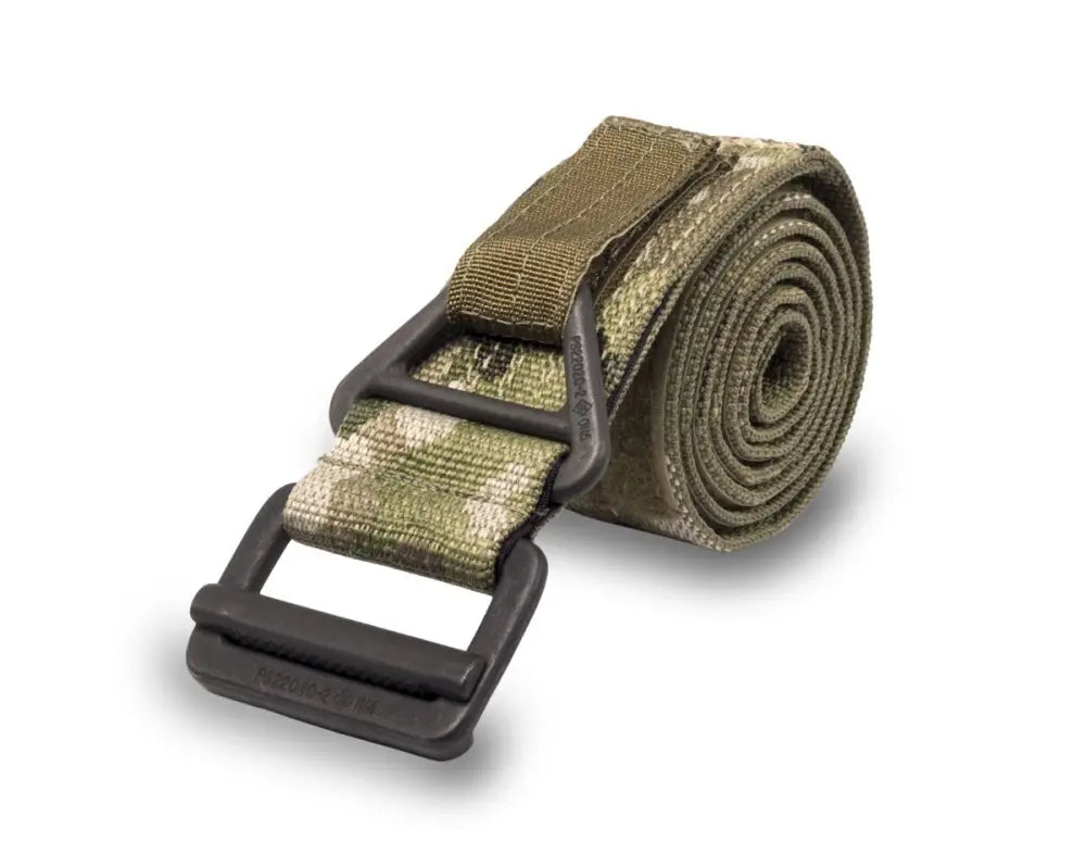 Military-style Rescue Riggers Belt featuring a black plastic buckle in olive drab