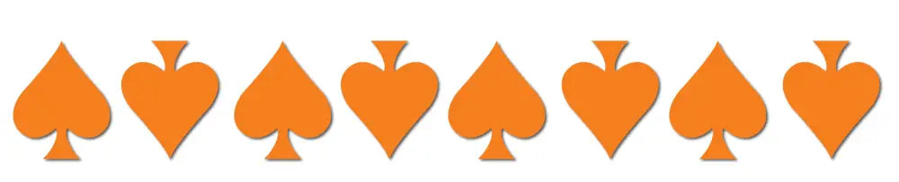 Orange reflective ace spade helmet decal 8 pack with a row of orange spade designs