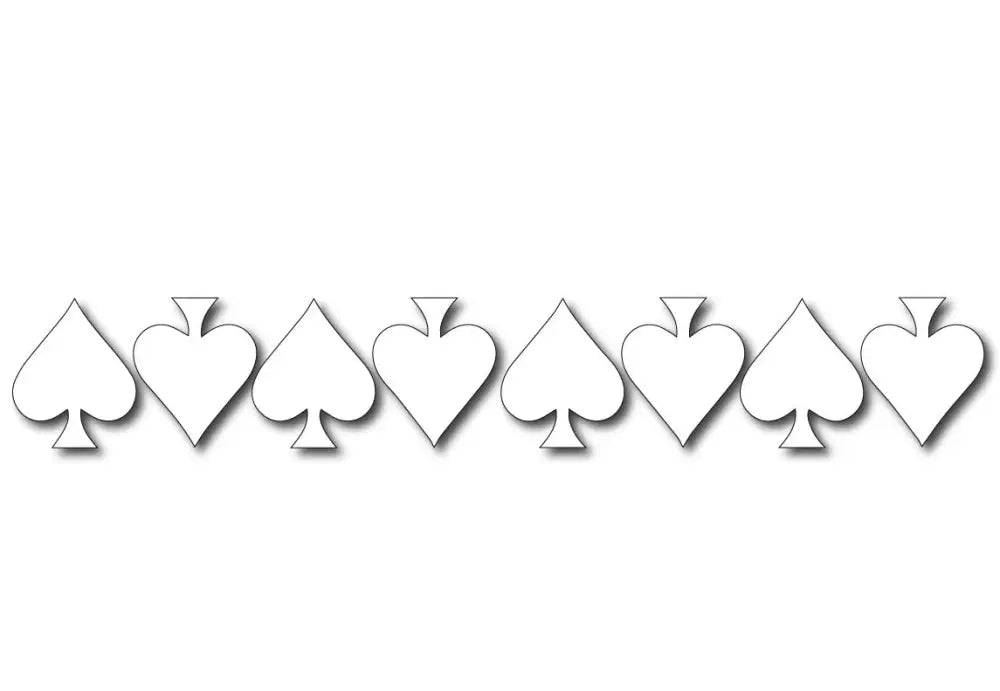 White reflective ace of spade helmet decals with subtle drop shadows in a pack