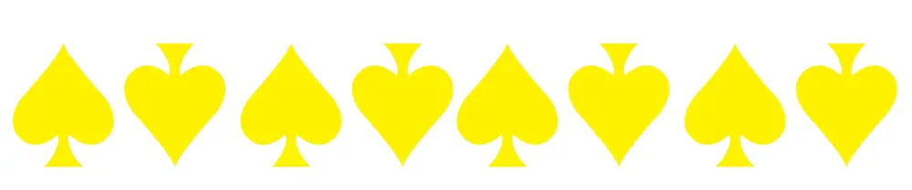 Yellow reflective ace of spade helmet decal set with yellow spade shapes on white background