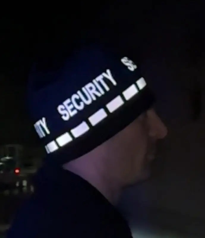 Security Beanie with reflective stripe for first responders, firefighters, and police